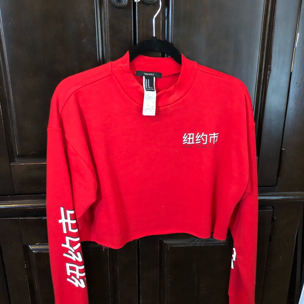 Red long sleeve crop top